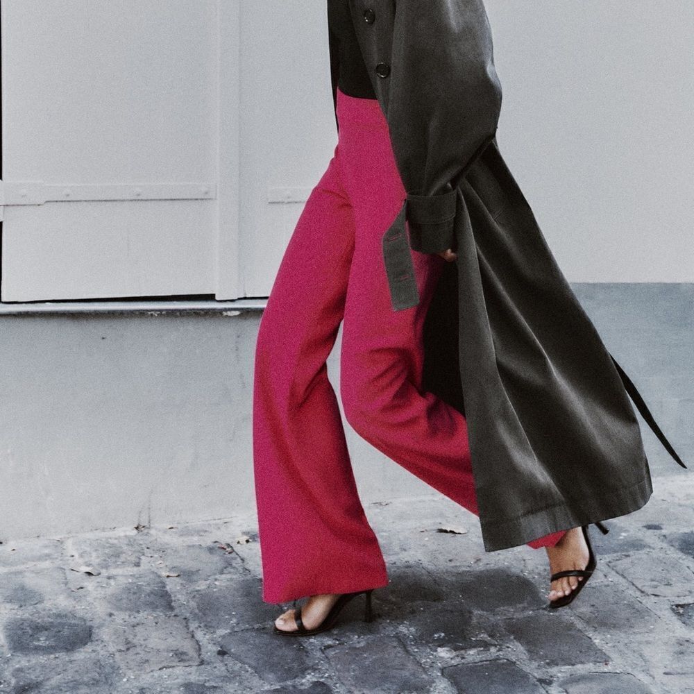 Zara Flowy Pants Neon Fuchsia New